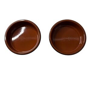 Cermer Terracotta Ramekins Set of 2 Brown Glazed Clay 4.5 Inch Tapas Dishes